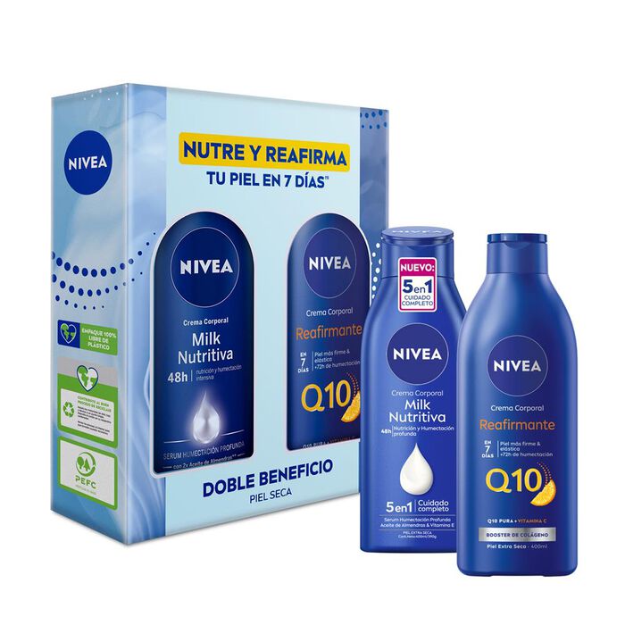 Estuche Crema Milk Nutritiva piel seca x 400 ml +Q10 Reafirmante  piel seca  400 ml