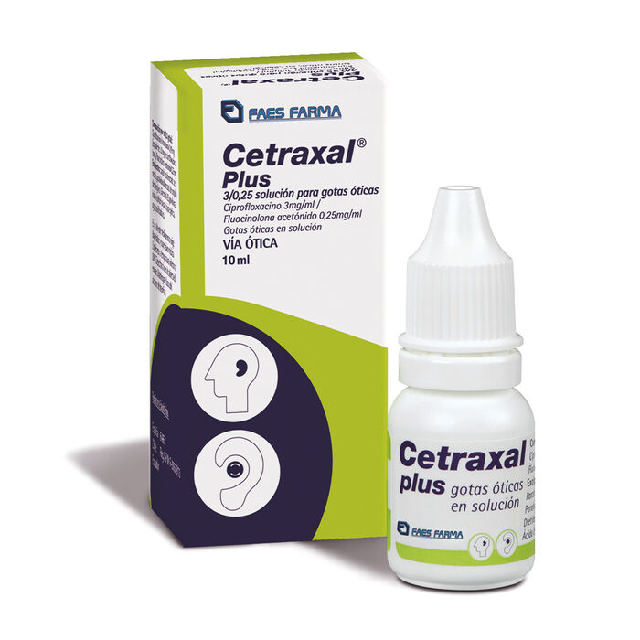 Cetraxal Plus Ciprofloxacino 3mg / Fluocinolona Acetonido 0.25mg/ml Solucion Oticas 10ml Faes Farna