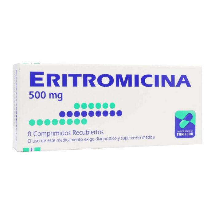 Eritromicina 500 mg x 8 comp Mintlab