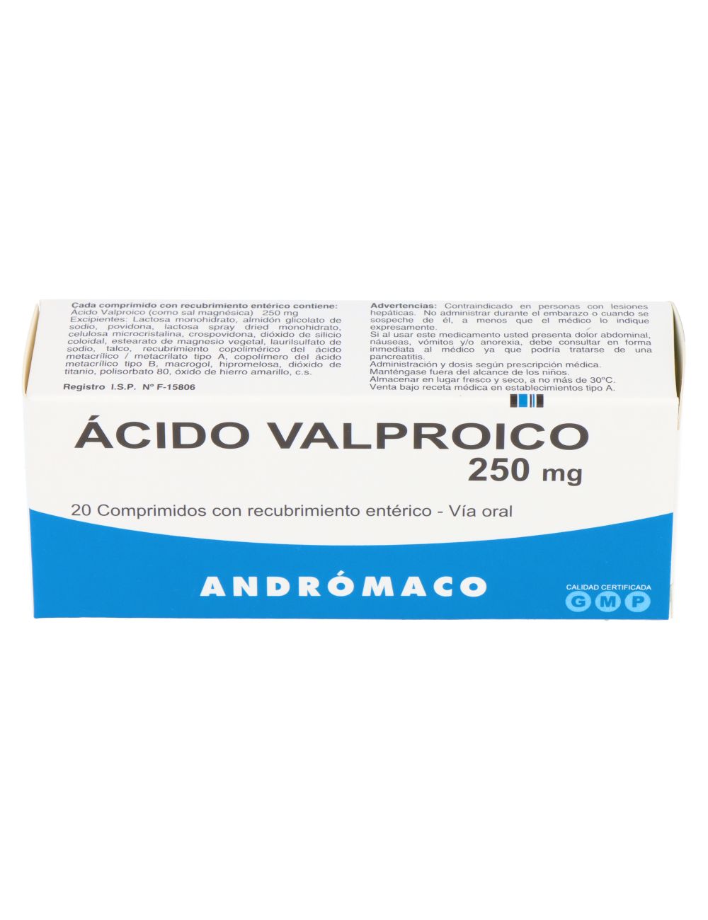 Acido Valproico 250 mg x 20 comp rec Andromaco
