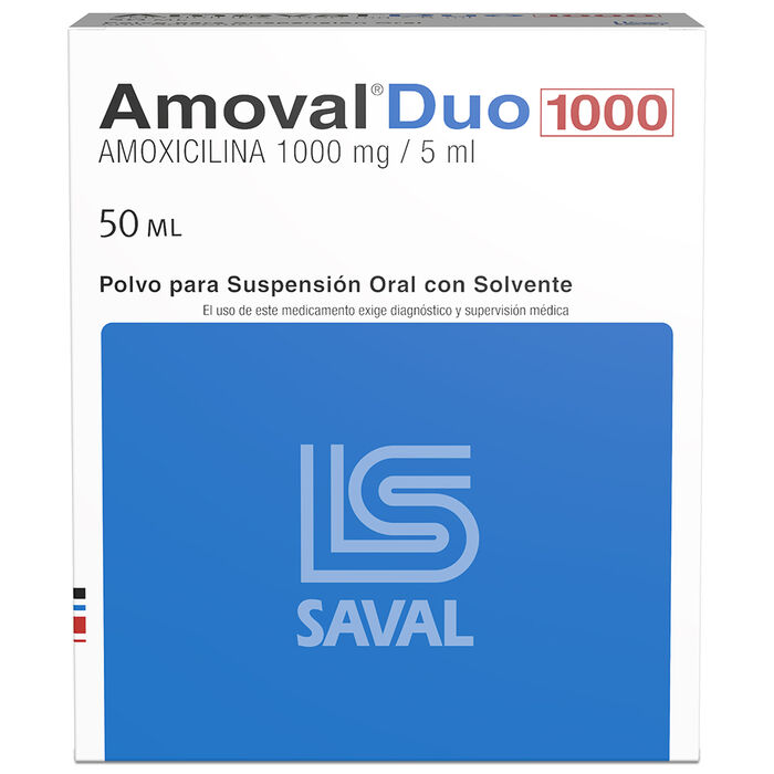 Amoval Duo (Amoxicilina) 1000mg/5ml x 50 ml polvo para suspension Saval