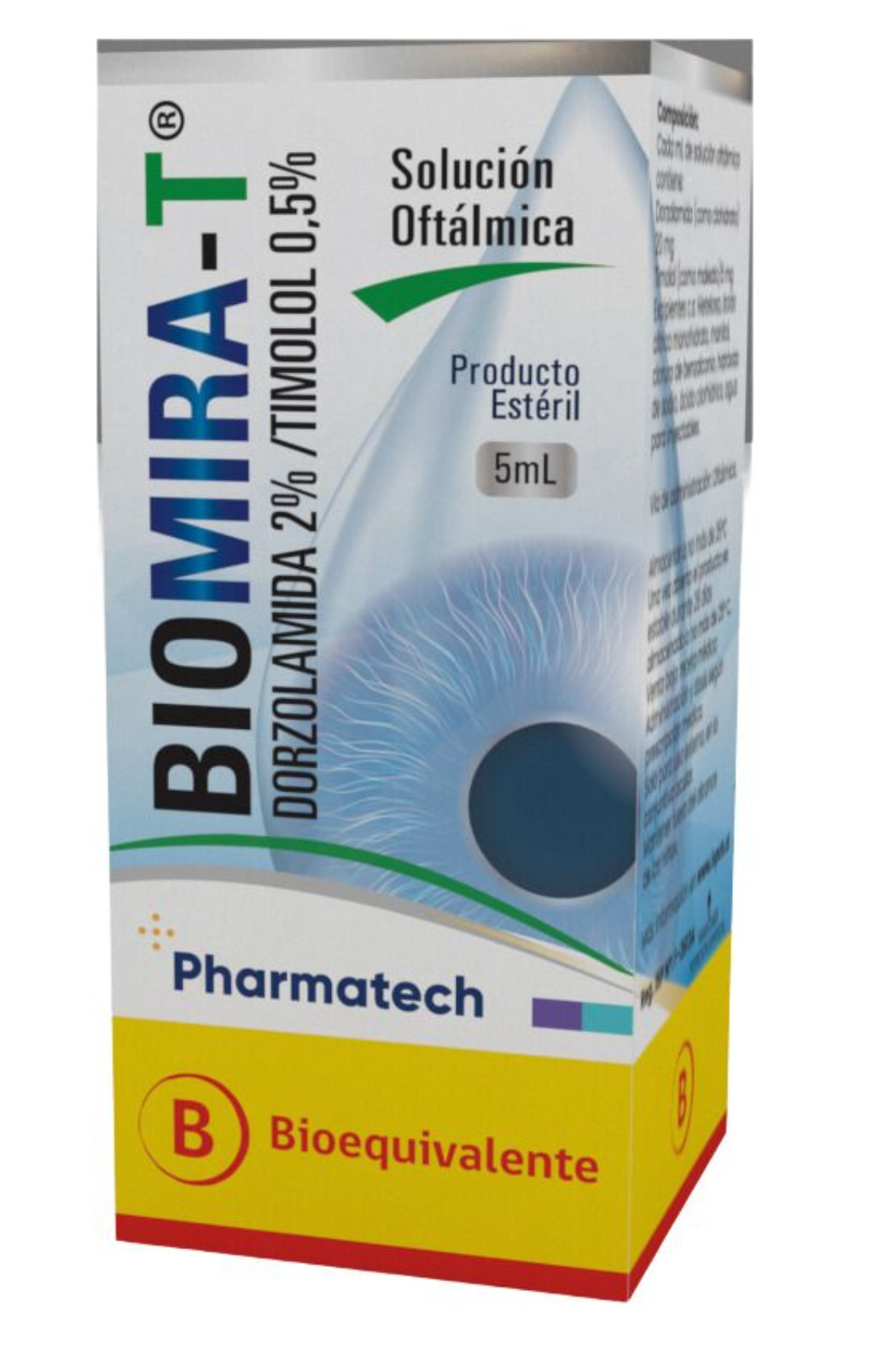 Biomira-T (Dorzolamida 2%/Timolol 0.5%) Solucion Oftalmica 5 ml  Pharmatech