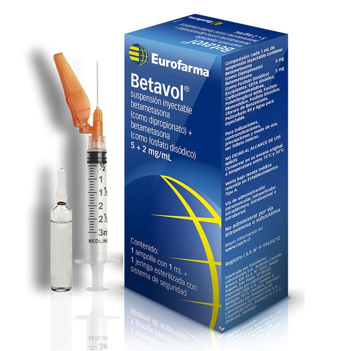 Betavol Sub Inyectable 5 + 2 mg/ml  (Betametasona) (Dipropionato + Fosfato disodico)