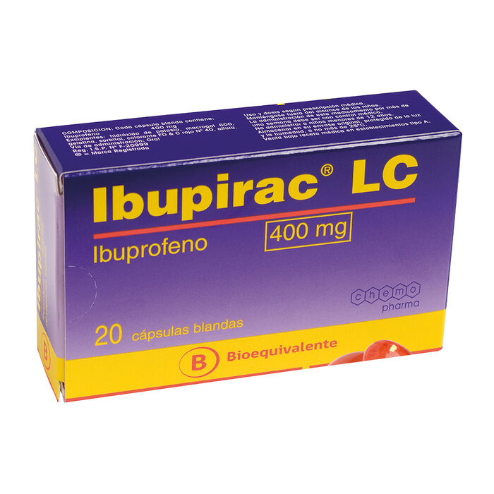 Ibupirac 400 mg (Ibuprofeno) x 20 cap blandas ChemoPharma