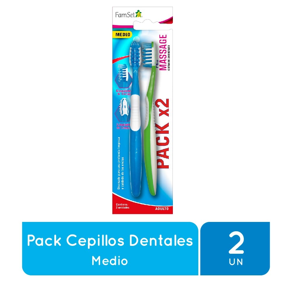 Cepillo Dental Ad. Medio x2 FamSet.