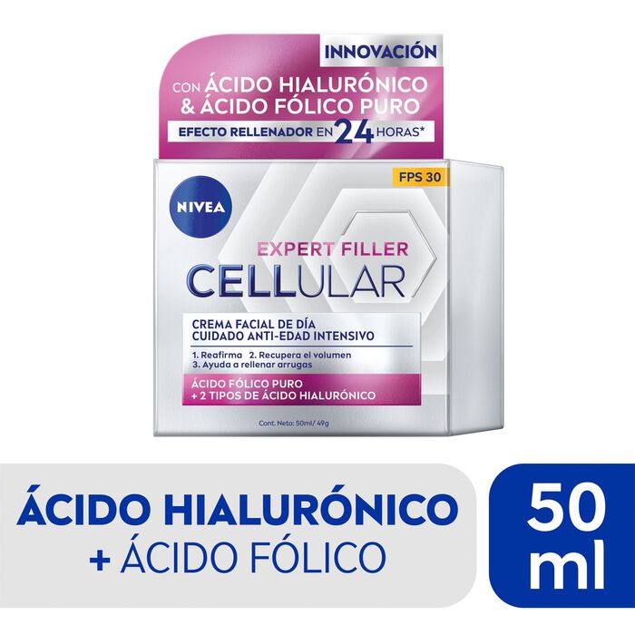 Crema Facial Día Antiarrugas Hyaluron Cellular Filler FPS 30 x 50 mL Nivea