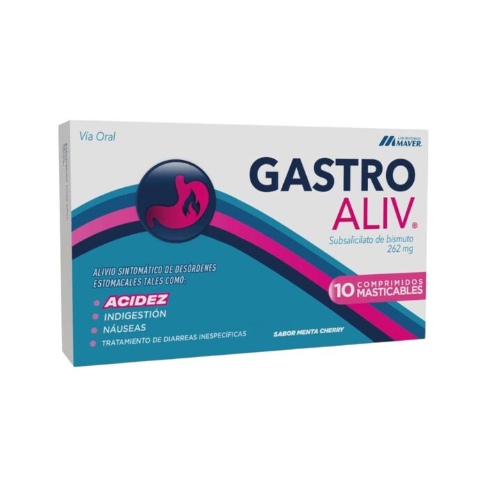 Gastroaliv (Subsalicilatode bismuto) 262mg x 10 Comp. Mast. Maver