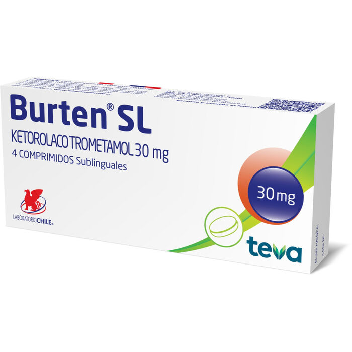 Burten Sl ( Ketorolaco Trometamol ) 30mg x 4 comp sublingual Lab Chile