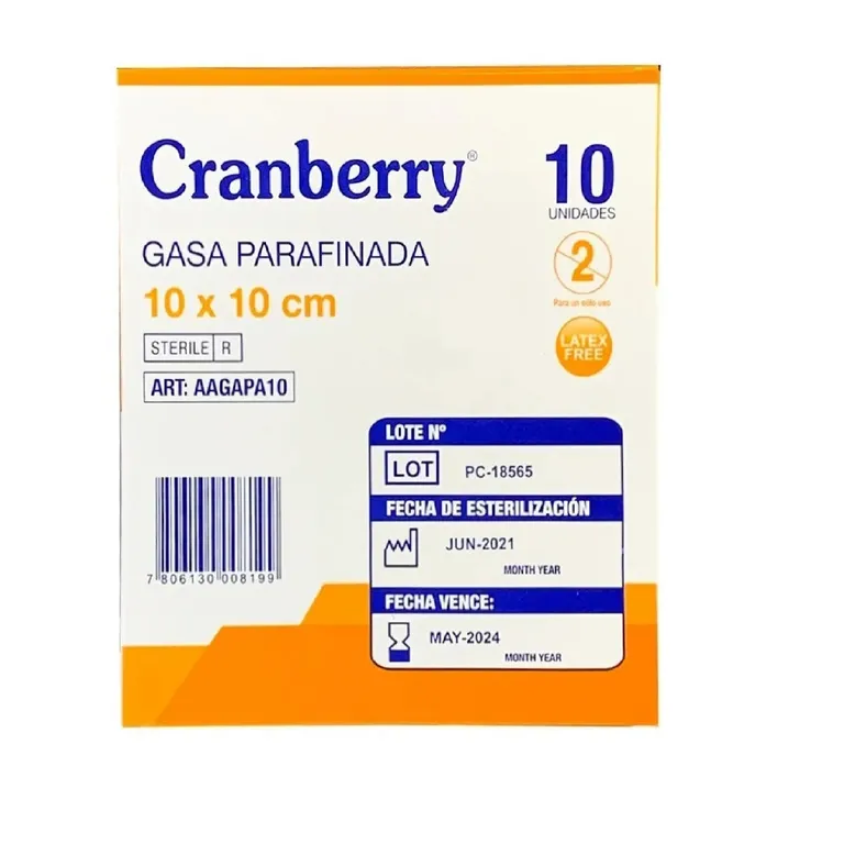 Gasa Parafinada 10 x 10 cm Cranberry UNIDAD
