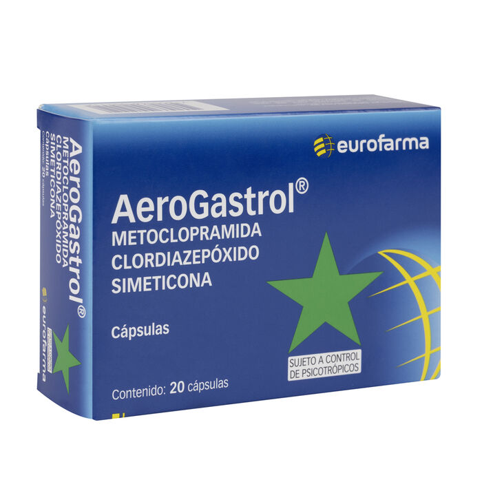 AeroGastrol (Metoclopramida 5mg+clordiazepóxido 5mg+Simeticona 100mg) x 20 Cap Eurofarma