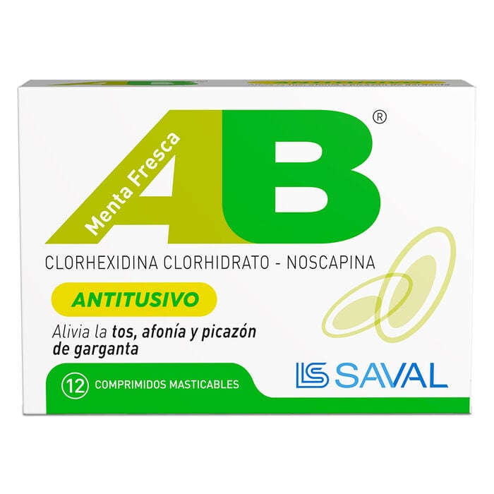 AB Antitusivo ( Clorhexidina clorhidrato + Noscapina)  x 12 Comp. Saval
