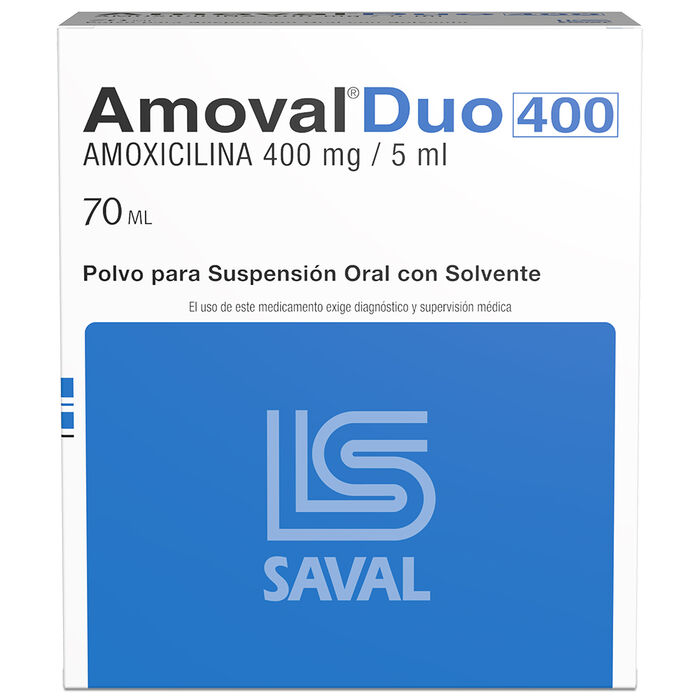 Amoval Duo (Amoxicilina) 400mg/5ml x 70 ml Polvo para suspension Saval
