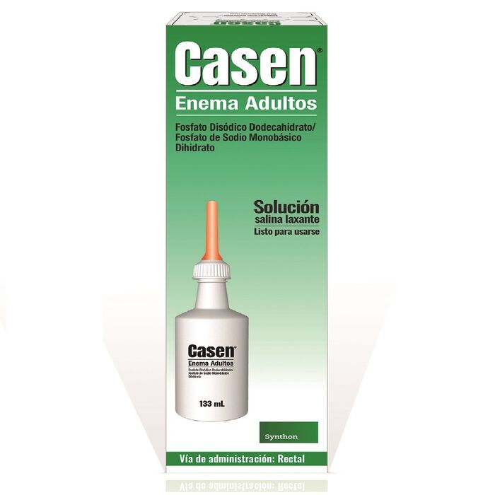 Casen Enema Adultos (Fosfato Disódico Dodecahidrato/ Fosfato de Sodio Monobásico Dihidrato) 133 ml x