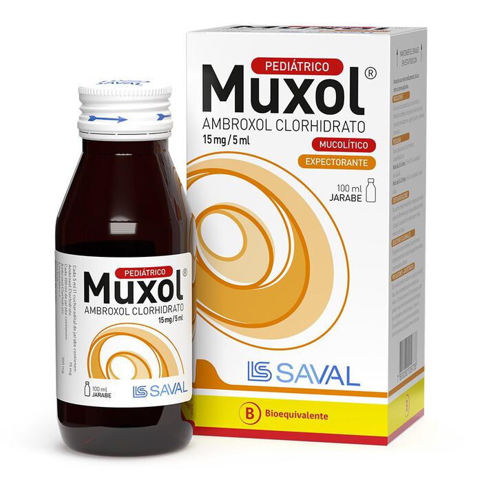 Muxol (Ambroxol) Pediatrico 15mg/5ml x 100ml Saval