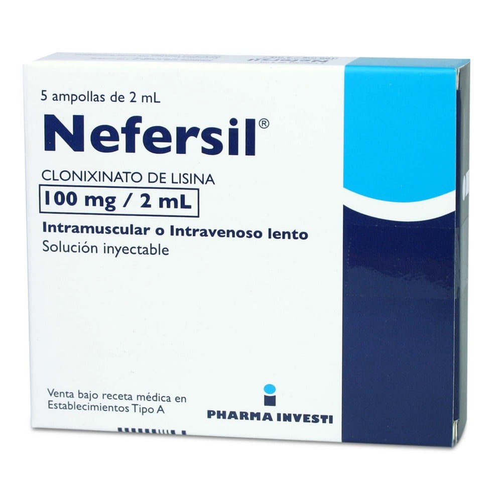 Nefersil inyect (clonixinato lisina) 100 mg/2mL x 5 ampollas Pharma investi