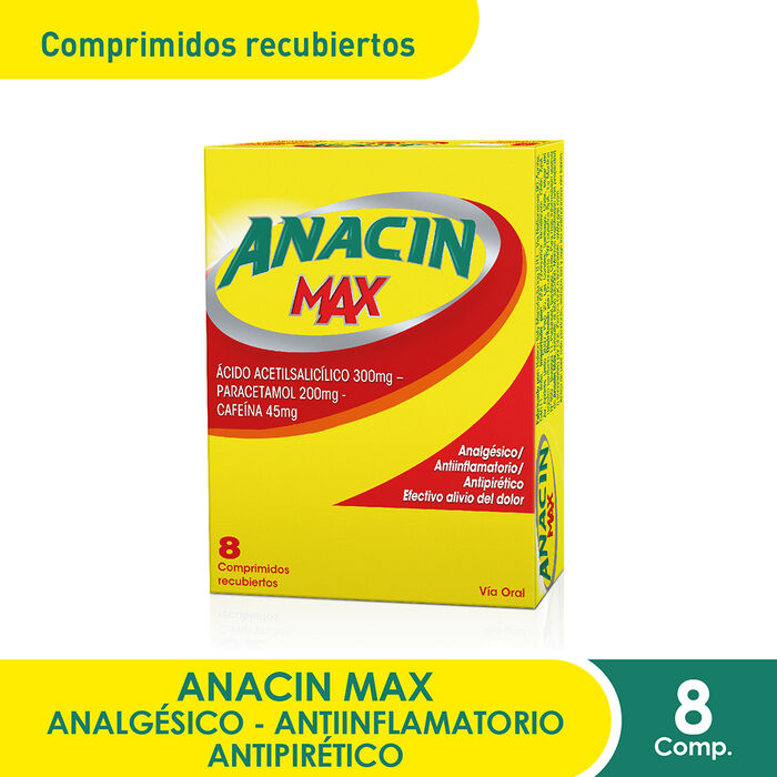Anacin Max (Acido acetilsalicilico / Cafeina / Paracetamol) x 8 comp Gsk