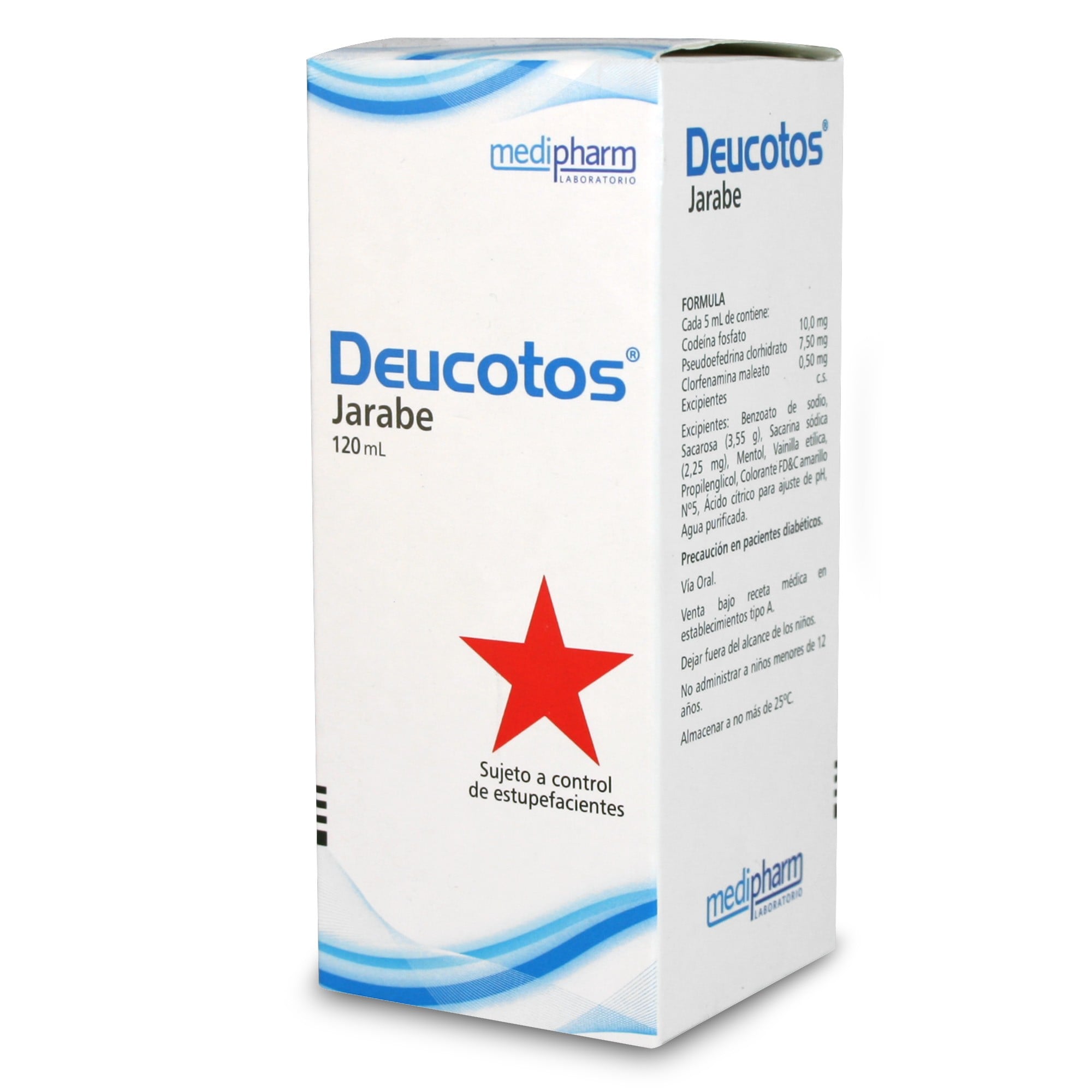 Deucotos (Codeína 10mg+ Pseudoefedrina 7.5mg+ clorfenamina 0.5mg) 120 ml jarabe Eurofarma