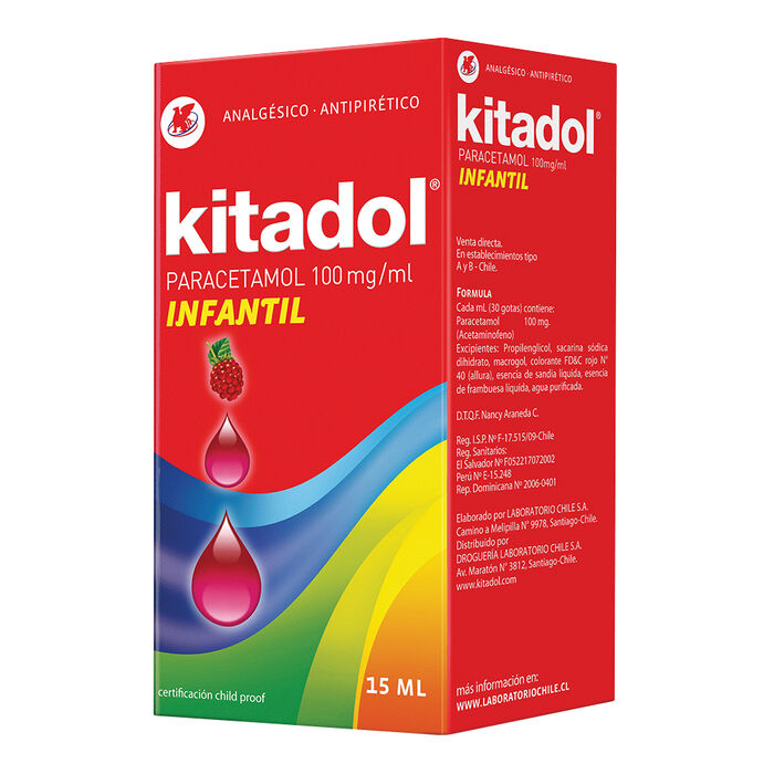 Kitadol (Paracetamol) 100mg/ml Gotas x 15ml Lab. Chile