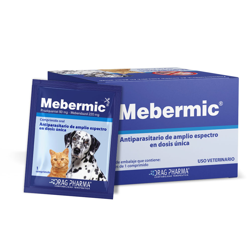 Mebermic 1 comp oral (Praziquantel 50mg / mebendazol 220mg), Lab.Drag Pharma