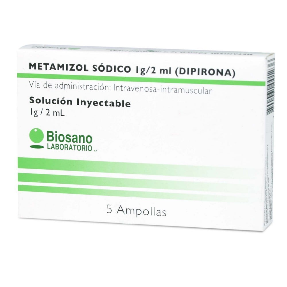 Metamizol Sódico 1g/2mL x 5 Amp. Biosano