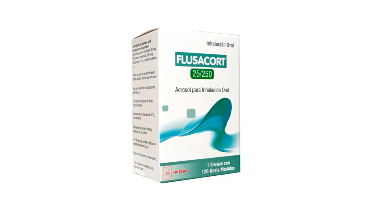 Flusacort 25/250 (Salmeterol 25 mcg+Fluticasona propionato 250 mcg) Inhalación Oral. Hetero