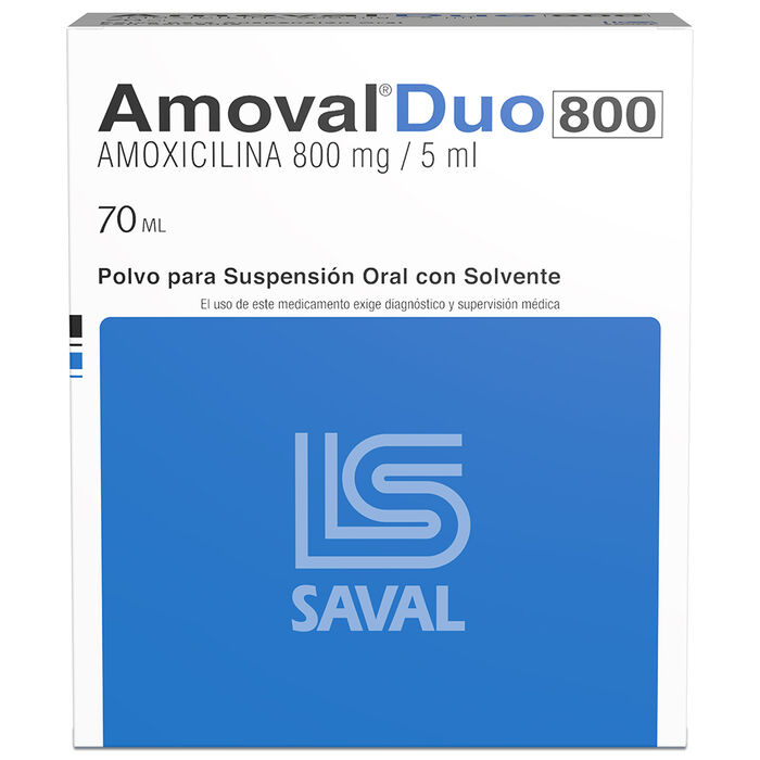 Amoval Duo (Amoxicilina) 800mg/5ml x 70 ml Polvo para suspension Saval